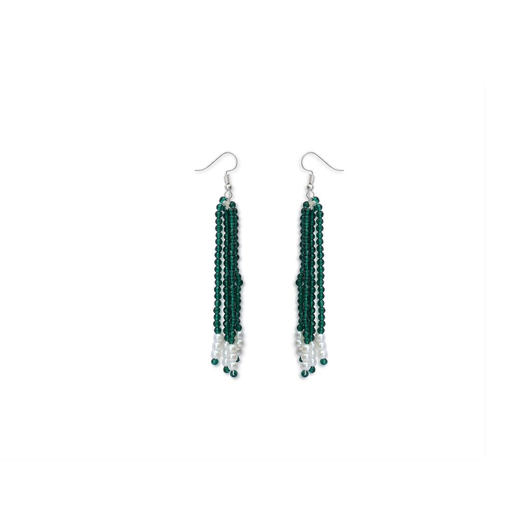 American Diamond Emerald Necklace with Earrings