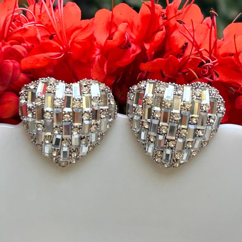 Bling Blogger Silver Heart Earrings - Small
