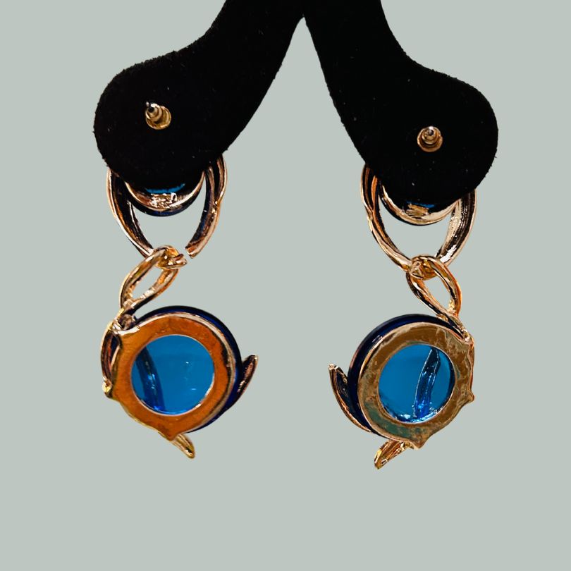 Spiral Blue Drop Earrings