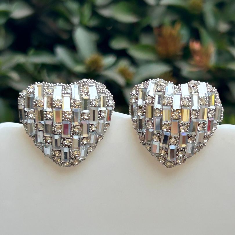 Bling Blogger Silver Heart Earrings - Small