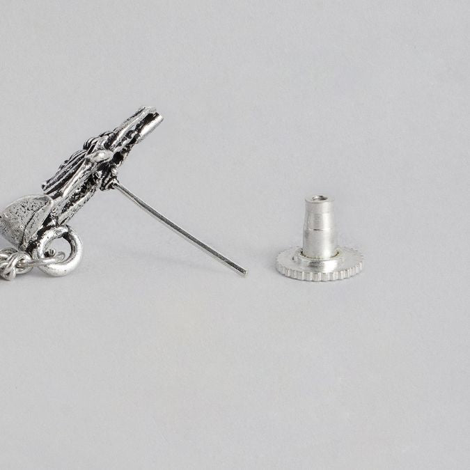 Silver-Plated Oxidised Classic Jhumkas Earrings