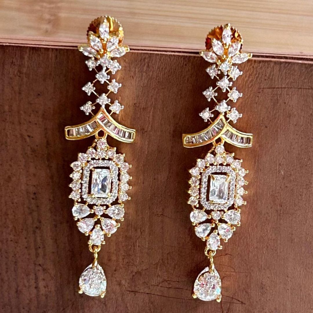 Golden American Diamond Designer Necklace Set