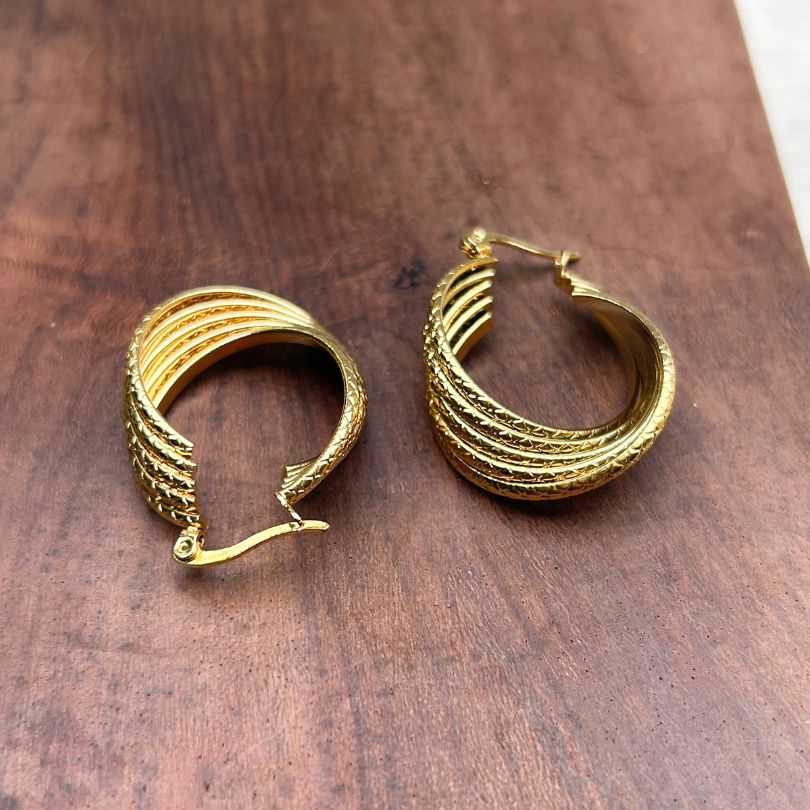 Twisted Golden Hoop Earrings
