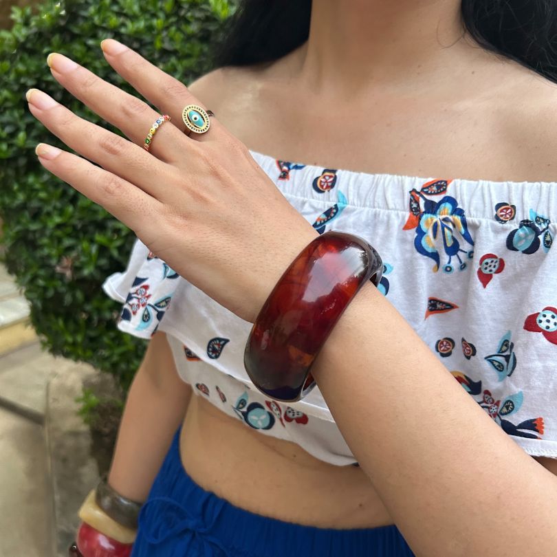 Maroon Resin Bangle - Broad