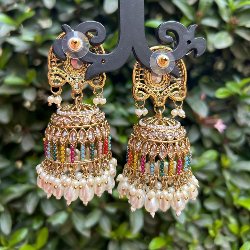 Mehndi Plating Multicolor Jhumka