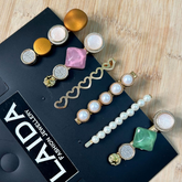 Laida Women Pink & Gold-Toned Set of 6 Embellished Alligator Hair Clip