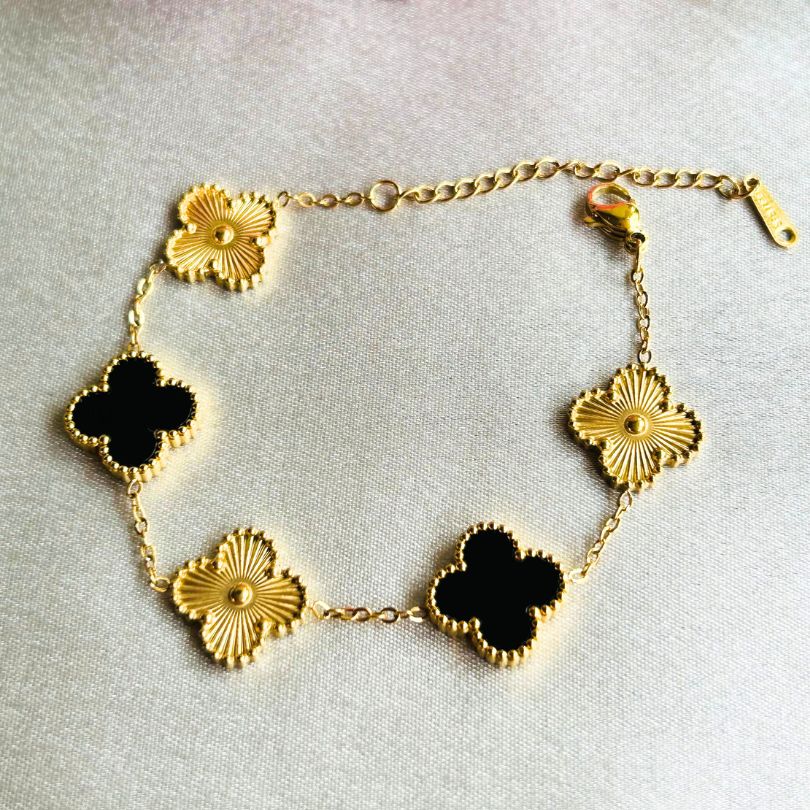 Cleo Black Golden Clover Bracelets