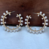 Round Big Pearl Hoop Earrings