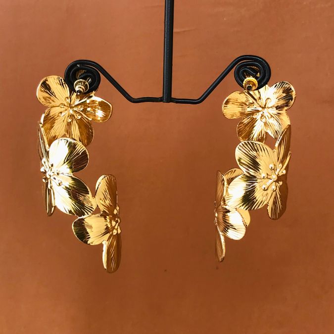 Chakra Flower Golden Earrings