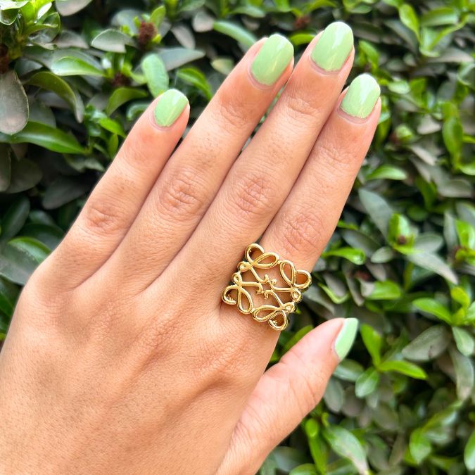 Zigzag Drop Finger Ring