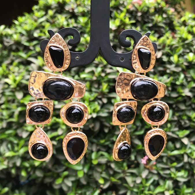 Structured Black Statement Earrings