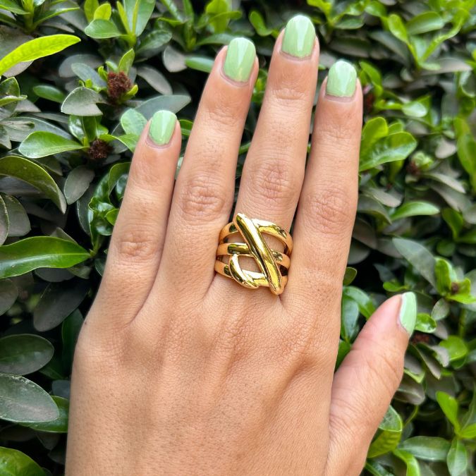 Layered Cross Finger Ring