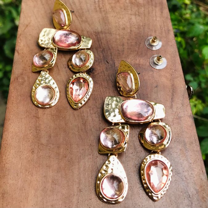 Baby Pink Structured Statement Earrings