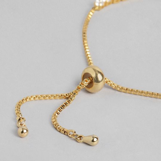 American Diamond-Studded Gold -Plated Adjustable Bracelet
