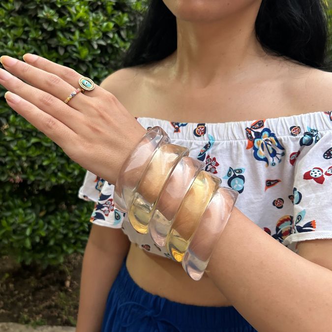 Yellow Clear Transparent Resin Bangles