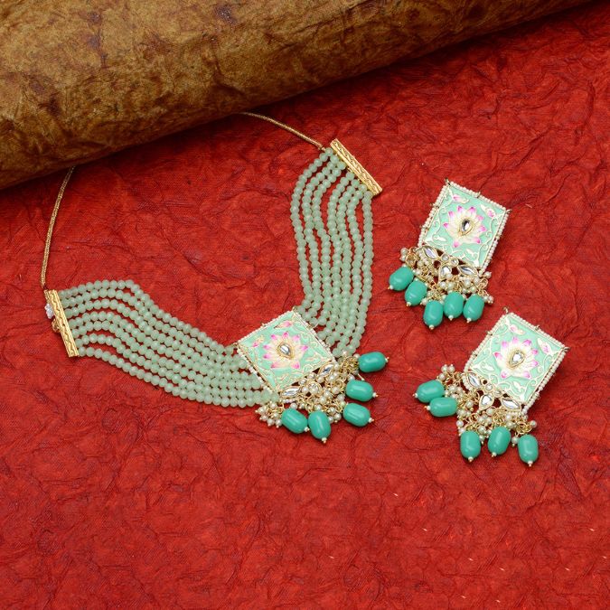 Sea Green Meenakari Choker Set