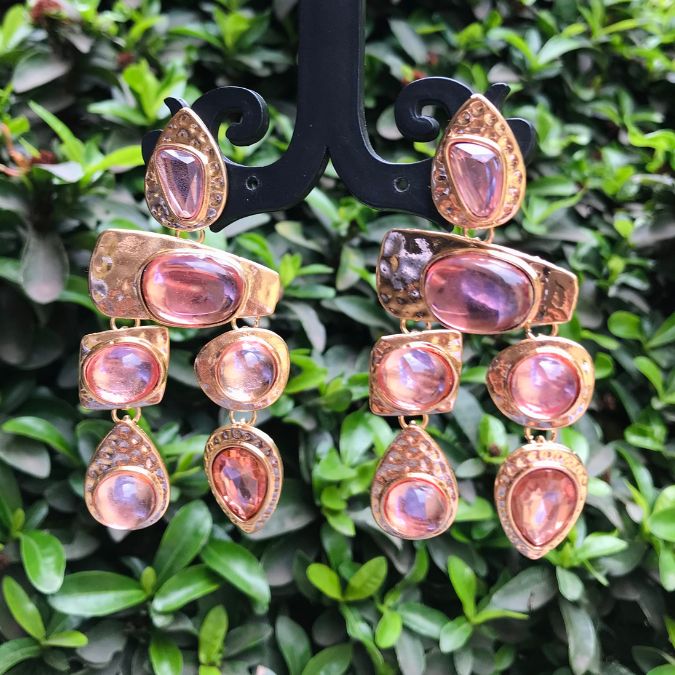 Baby Pink Structured Statement Earrings