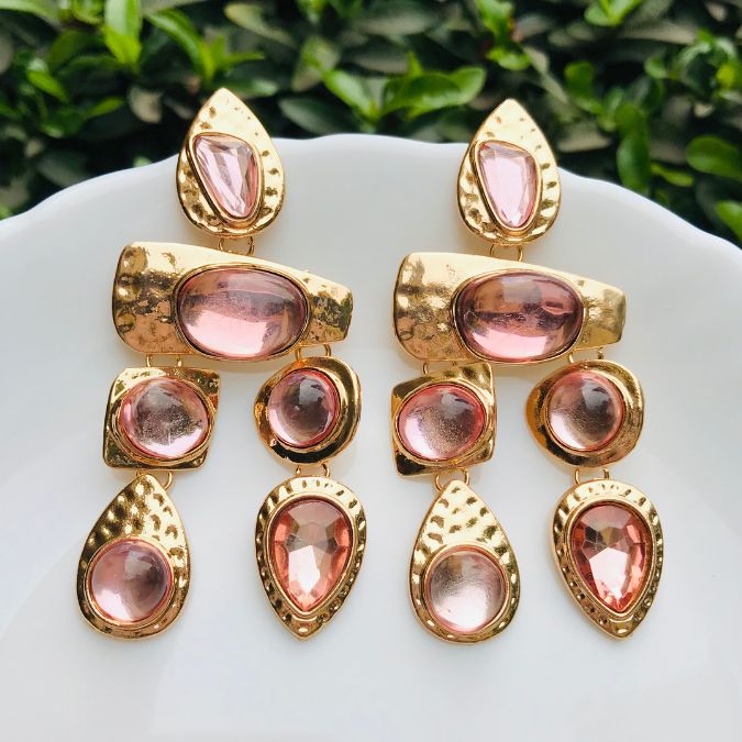 Baby Pink Structured Statement Earrings