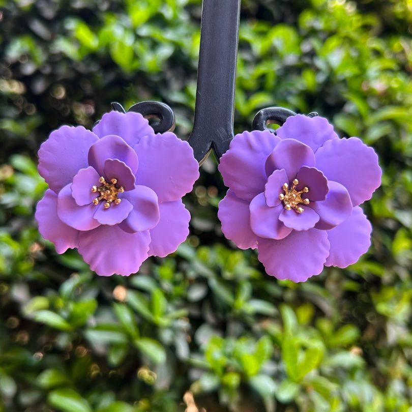 Flower Purple Stud Earrings