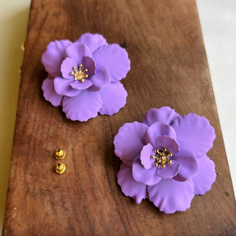 Flower Purple Stud Earrings
