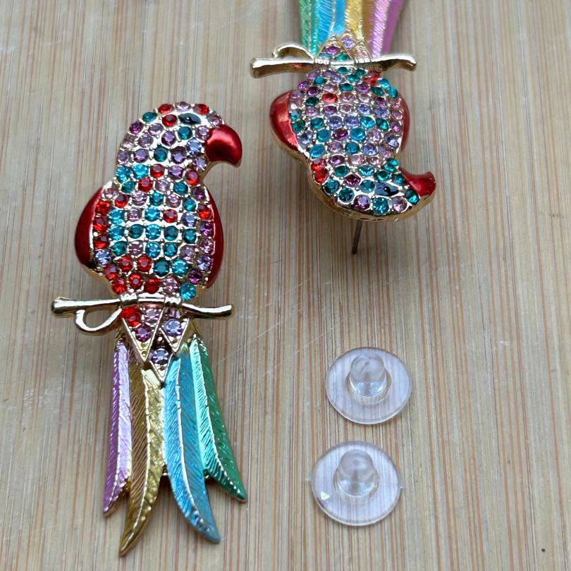 Parrot Multicolor American Diamond Earrings - Multi 2