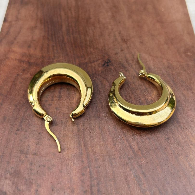 Golden Round Hoop Earrings