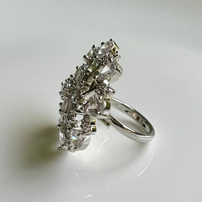 Nory Floral Cocktail CZ American Diamond Finger - Ring