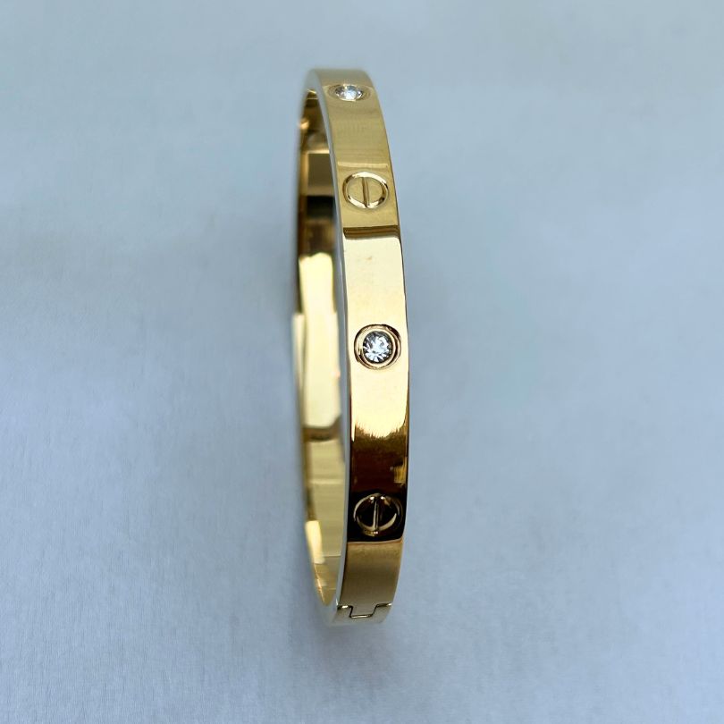 Golden Love Bangle American Diamond Studded Bracelet