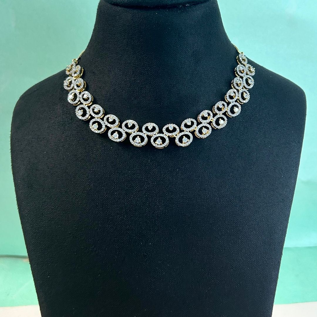 Round American Diamond Necklace Set
