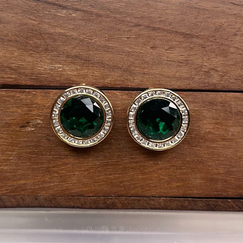 Ayva Green Stud Earrings