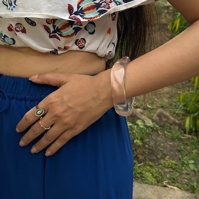White Clear Transparent Resin Bangles