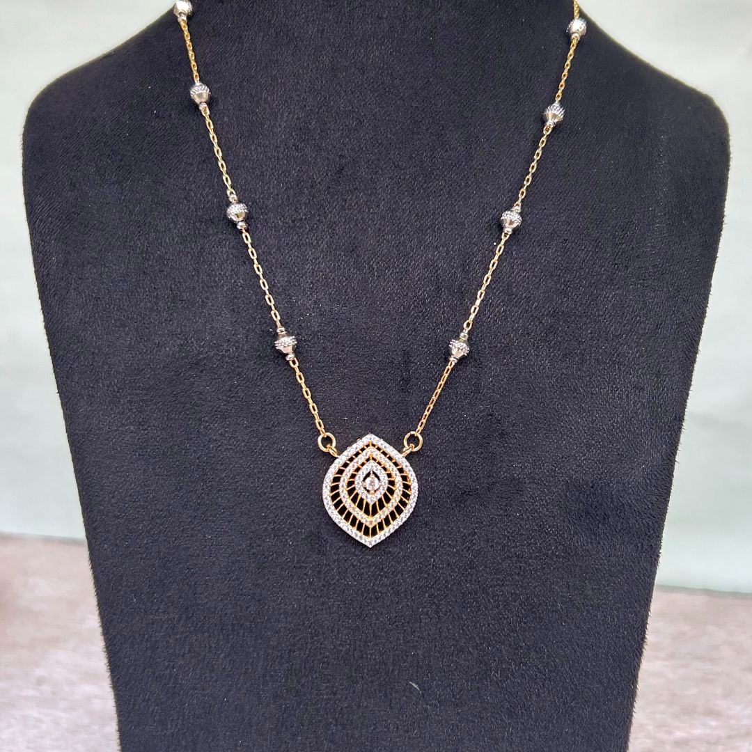 18K Dual-tone American Diamond Pendant Set