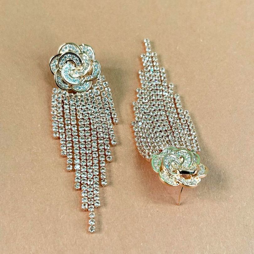 Floral Golden Party Earrings