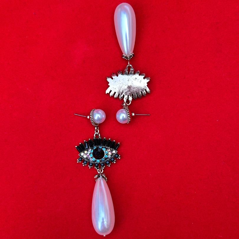 Black Evil Eye Pearl Earring