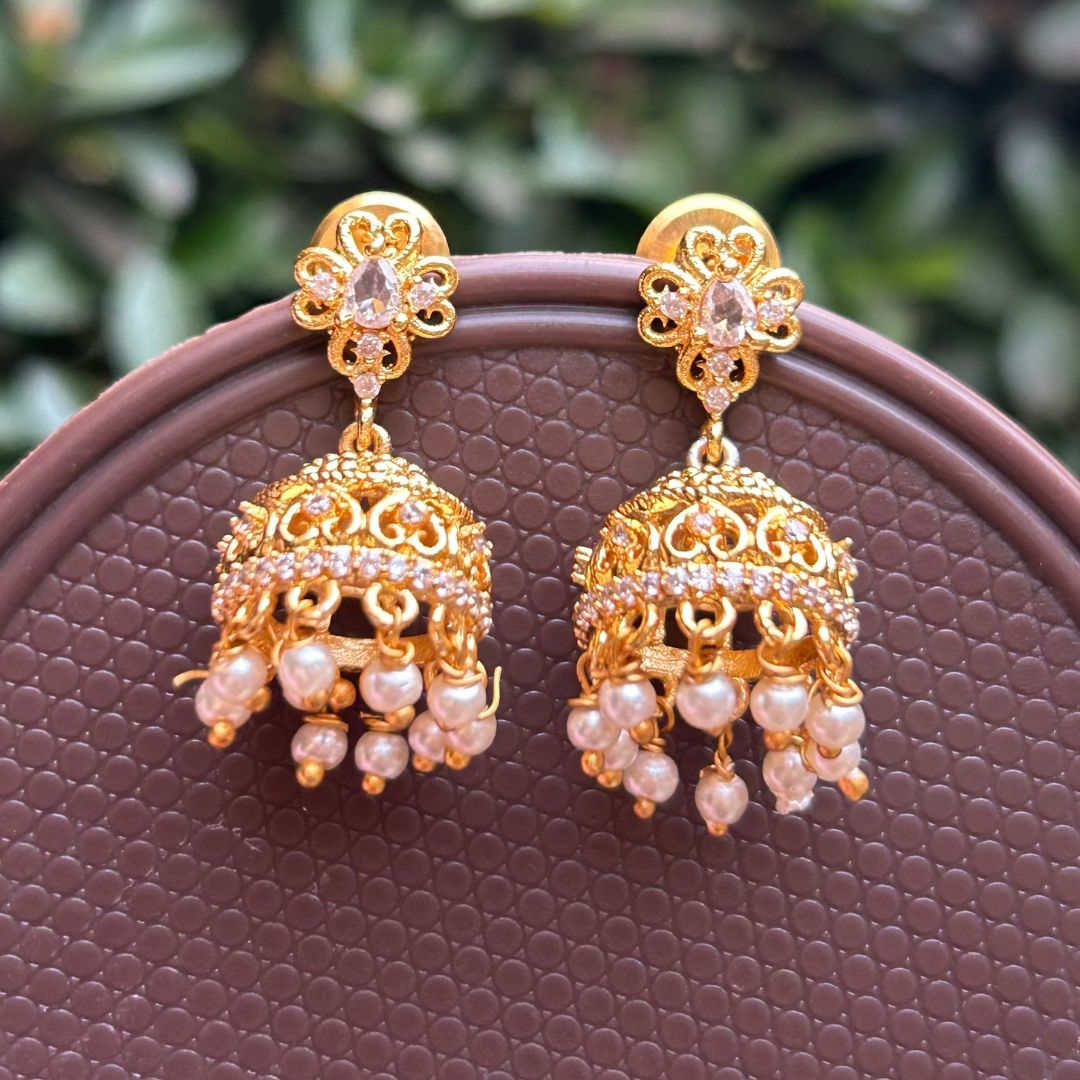 Minimal American Diamond Jhumkis