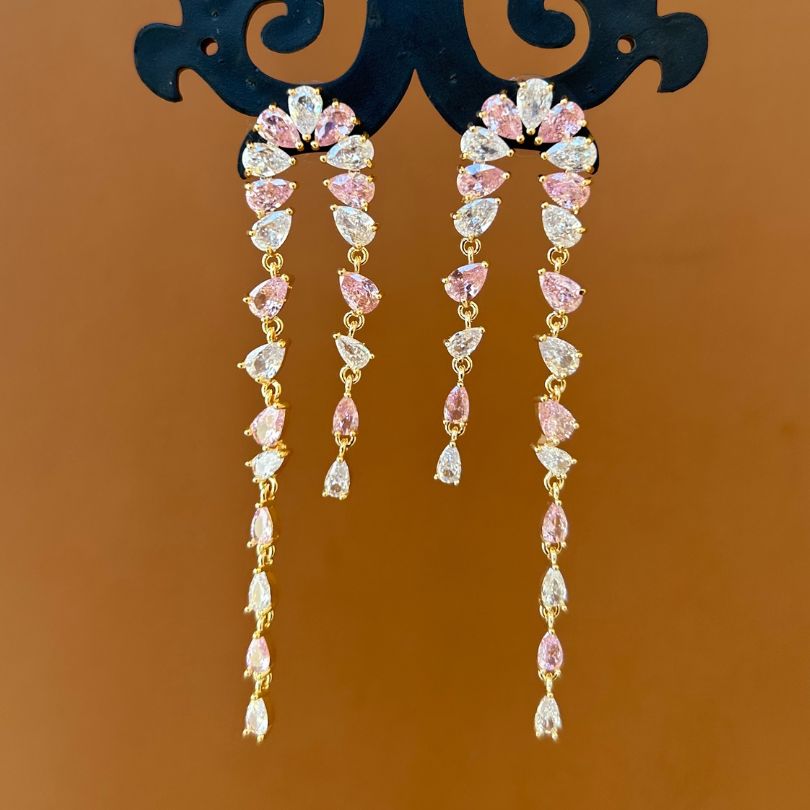 Bling Blogger Pink American Diamond Earrings