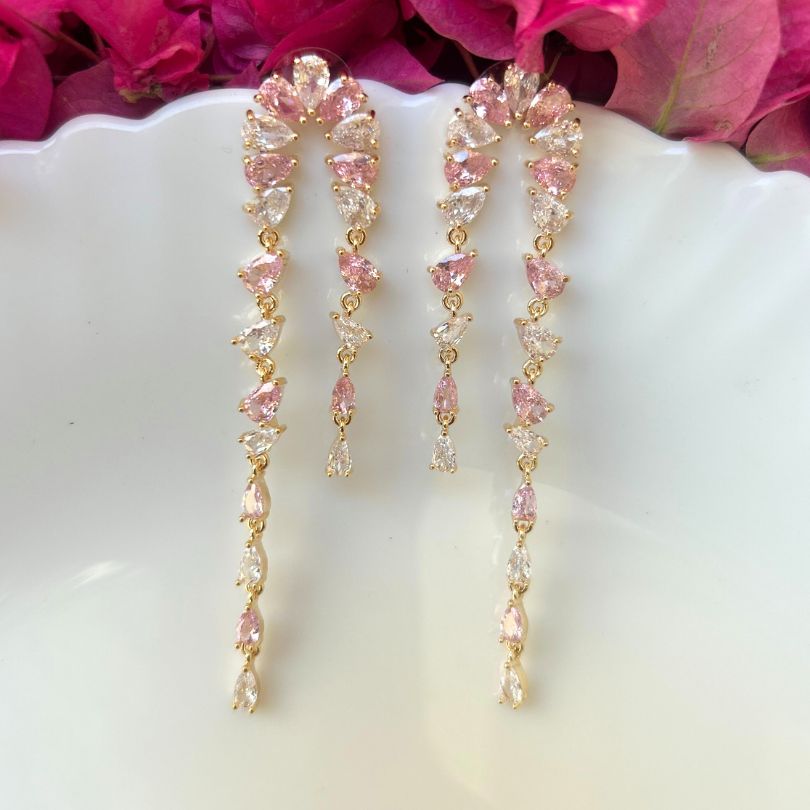Bling Blogger Pink American Diamond Earrings