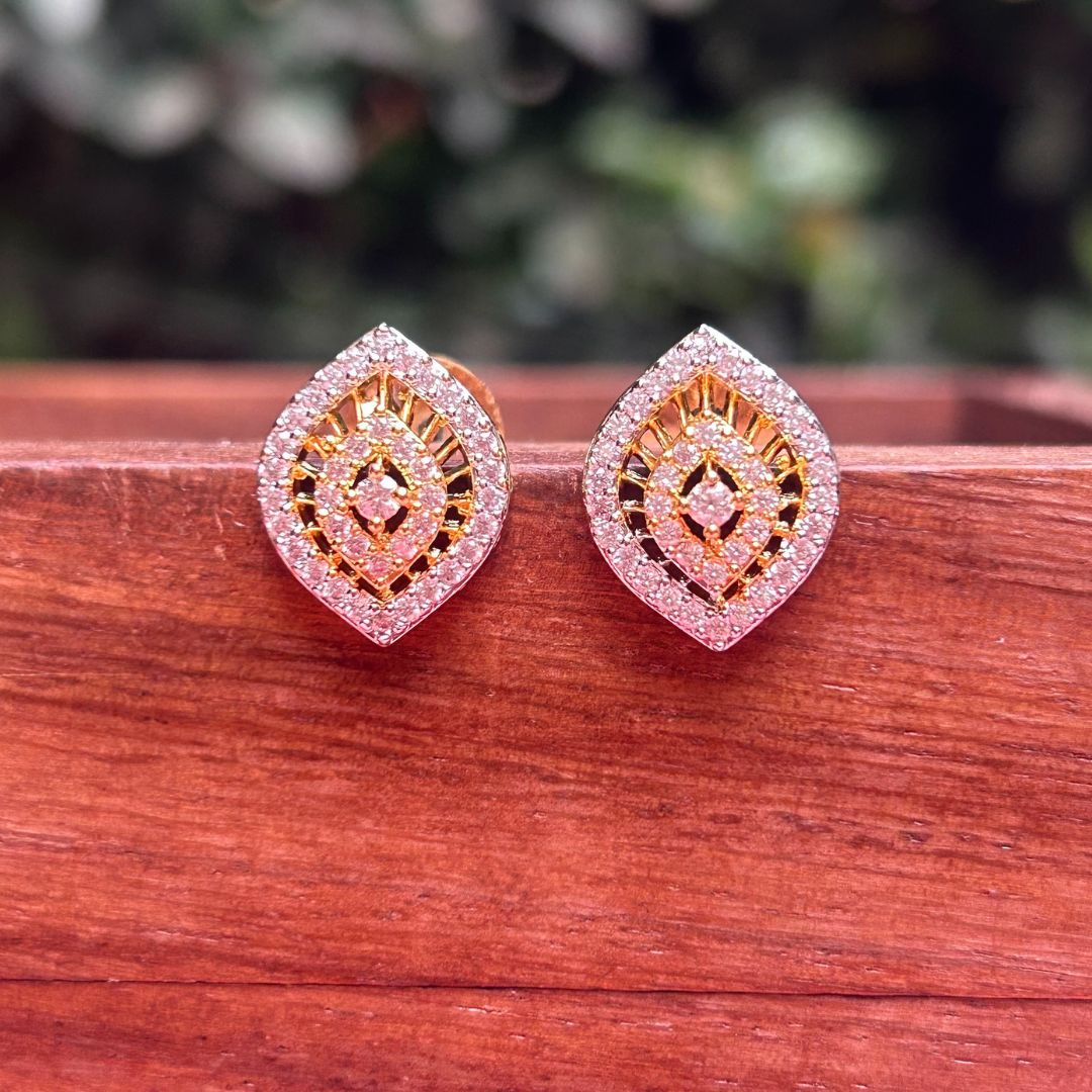 18K Dual-tone American Diamond Pendant Set