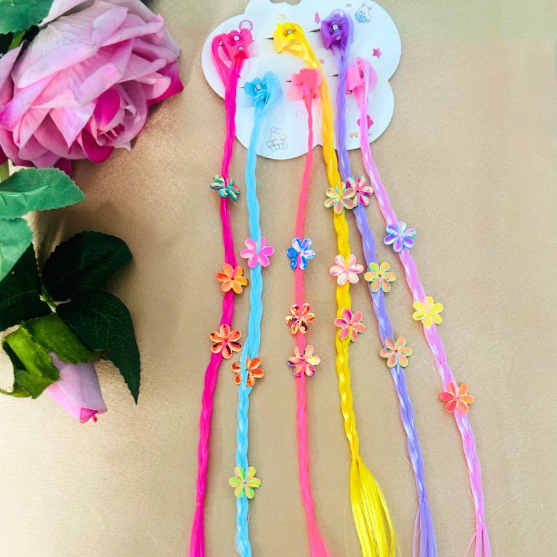 Cute Baby Girl Colorful Flower Twist Braid Hair Clips - 6 Pcs
