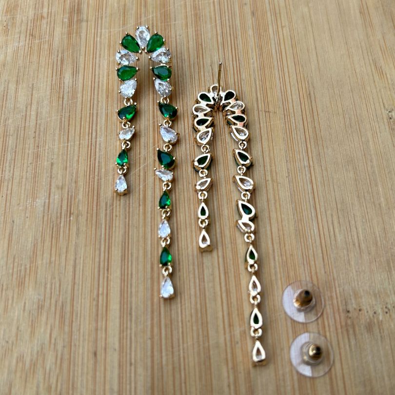 Bling Blogger Green American Diamond Earrings