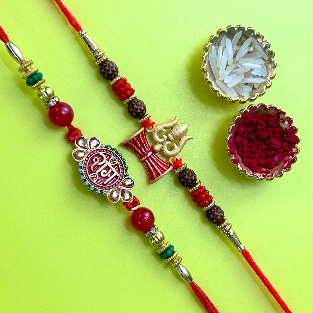 Set of 2 Rakhis - Ram and Trishul Rakhi