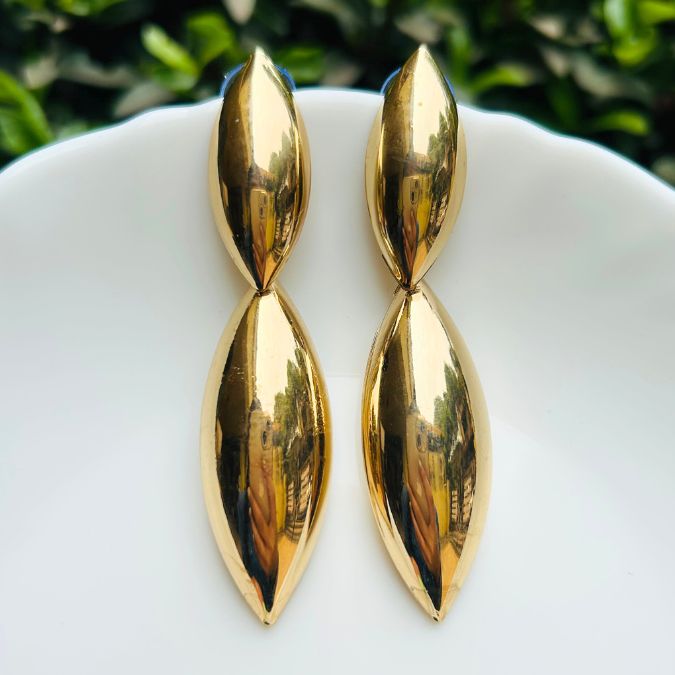 Metallic Layered Tear Drop Earring