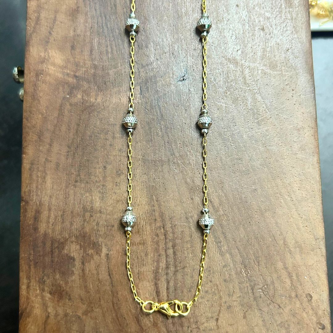 18K Dual-tone American Diamond Pendant Set