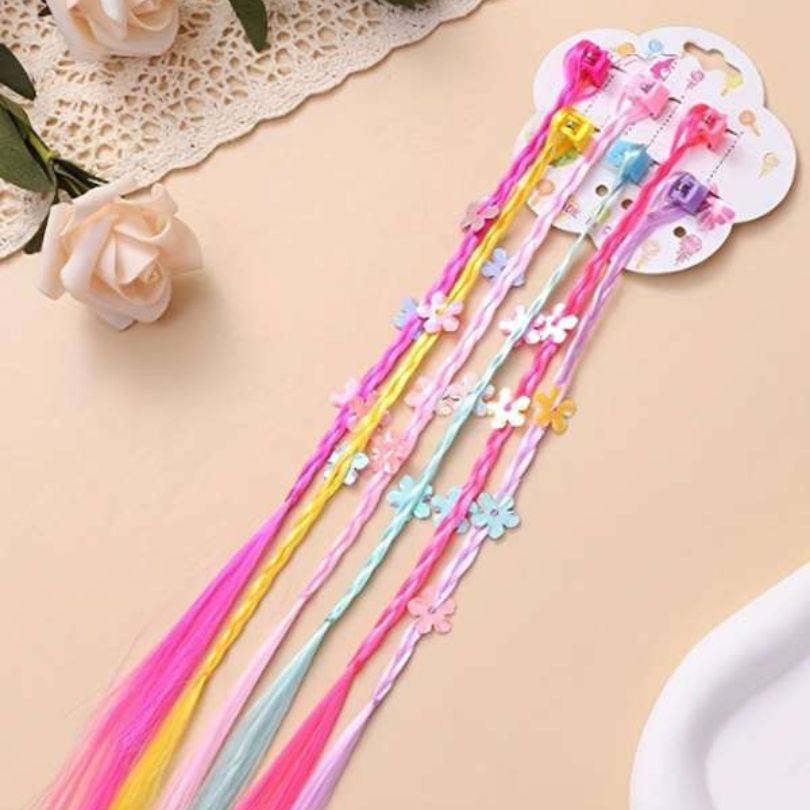 Cute Baby Girl Colorful Flower Twist Braid Hair Clips - 6 Pcs