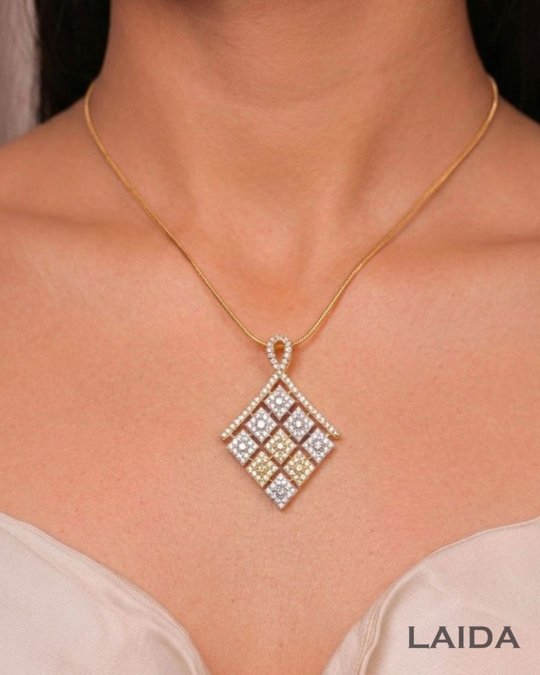 Mehrab 18K Gold Plated American Diamond Pendant Set