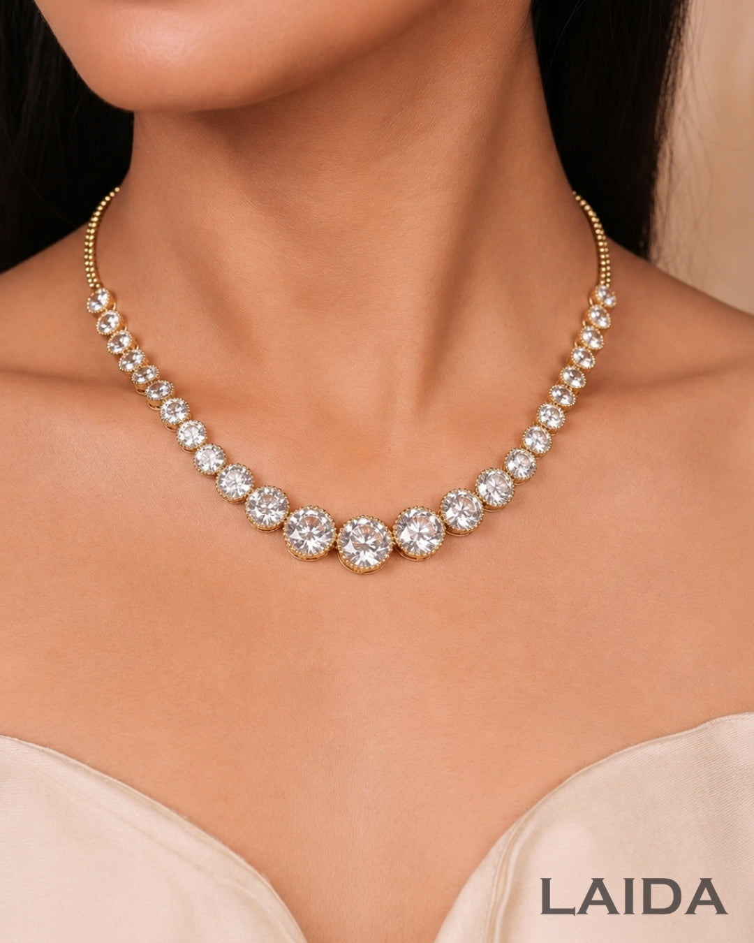 Zyra 18K Gold Plated American Diamond Necklace Set