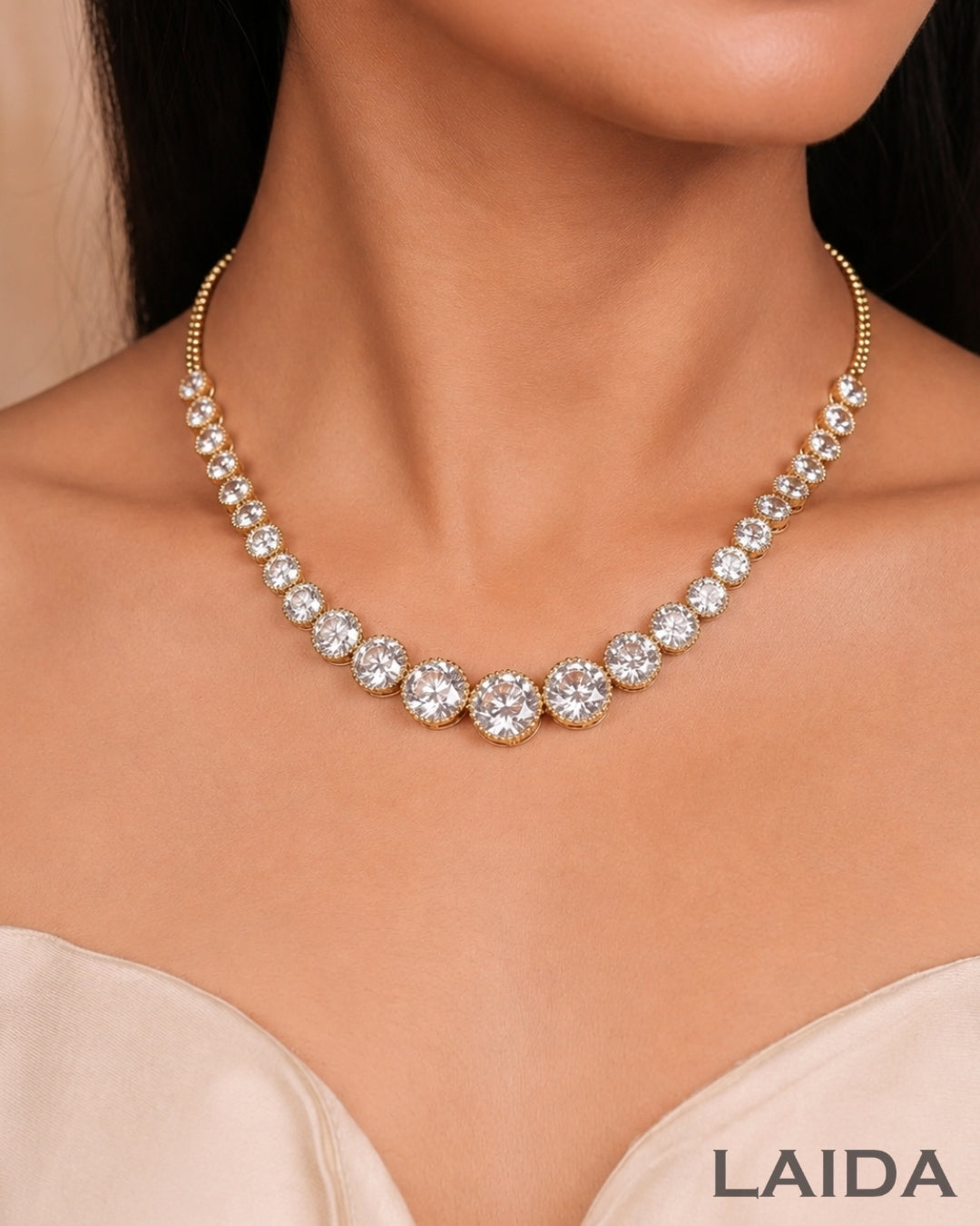 Zyra 18K Gold Plated American Diamond Necklace Set