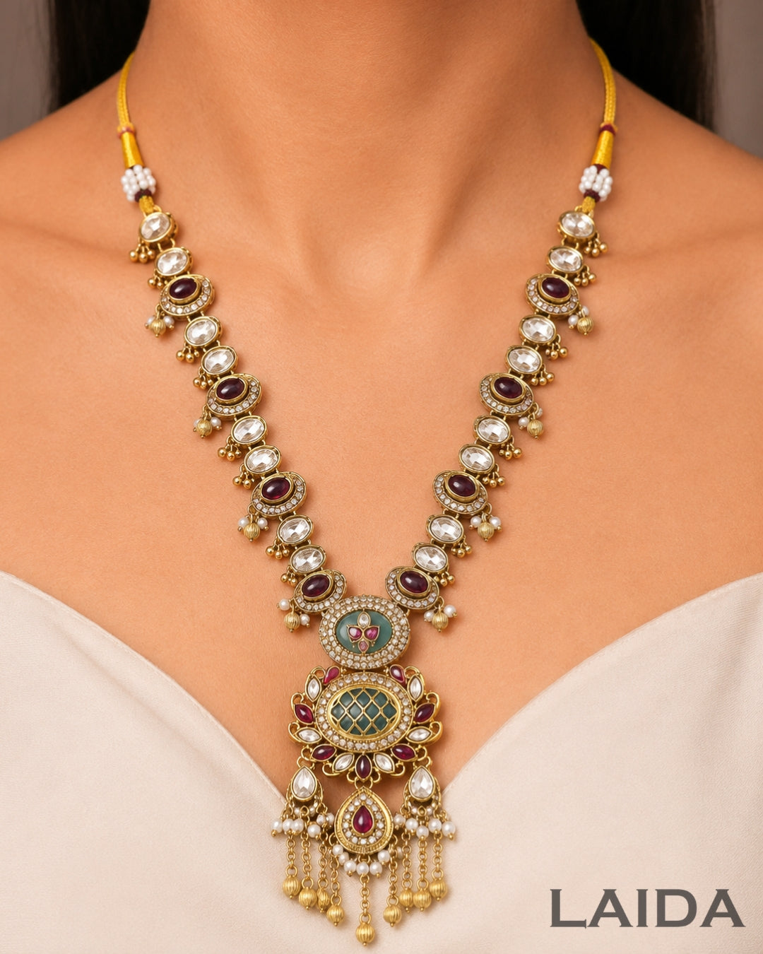 Charvi Pastel Multicolor Ghungroo Necklace Set With Maangtikka