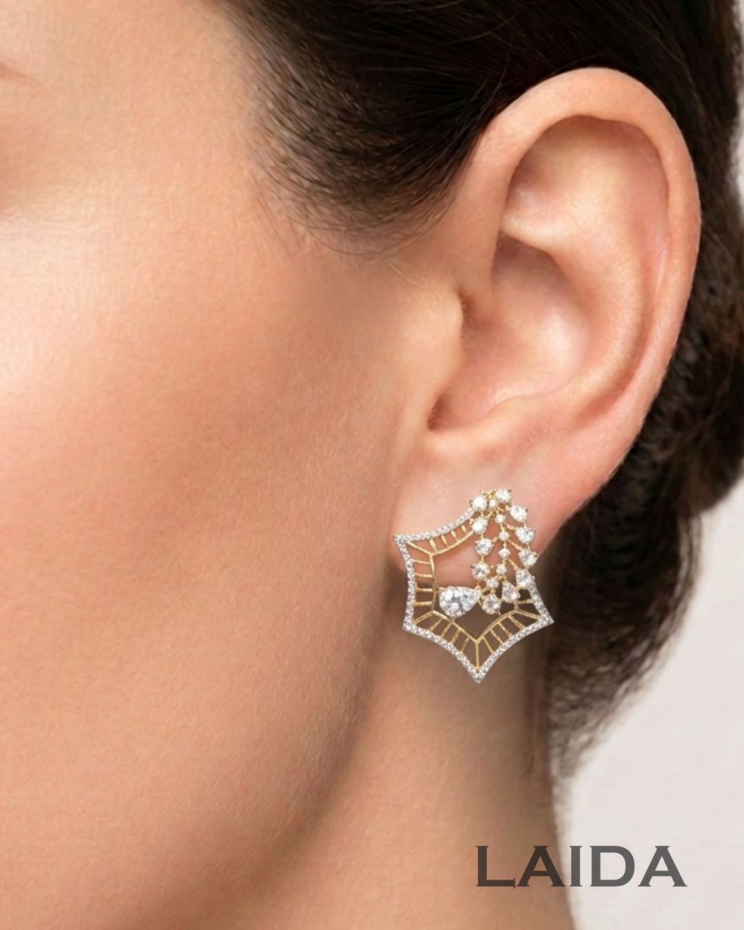 Ritvi 18K Gold Plated American Diamond Pendant Set