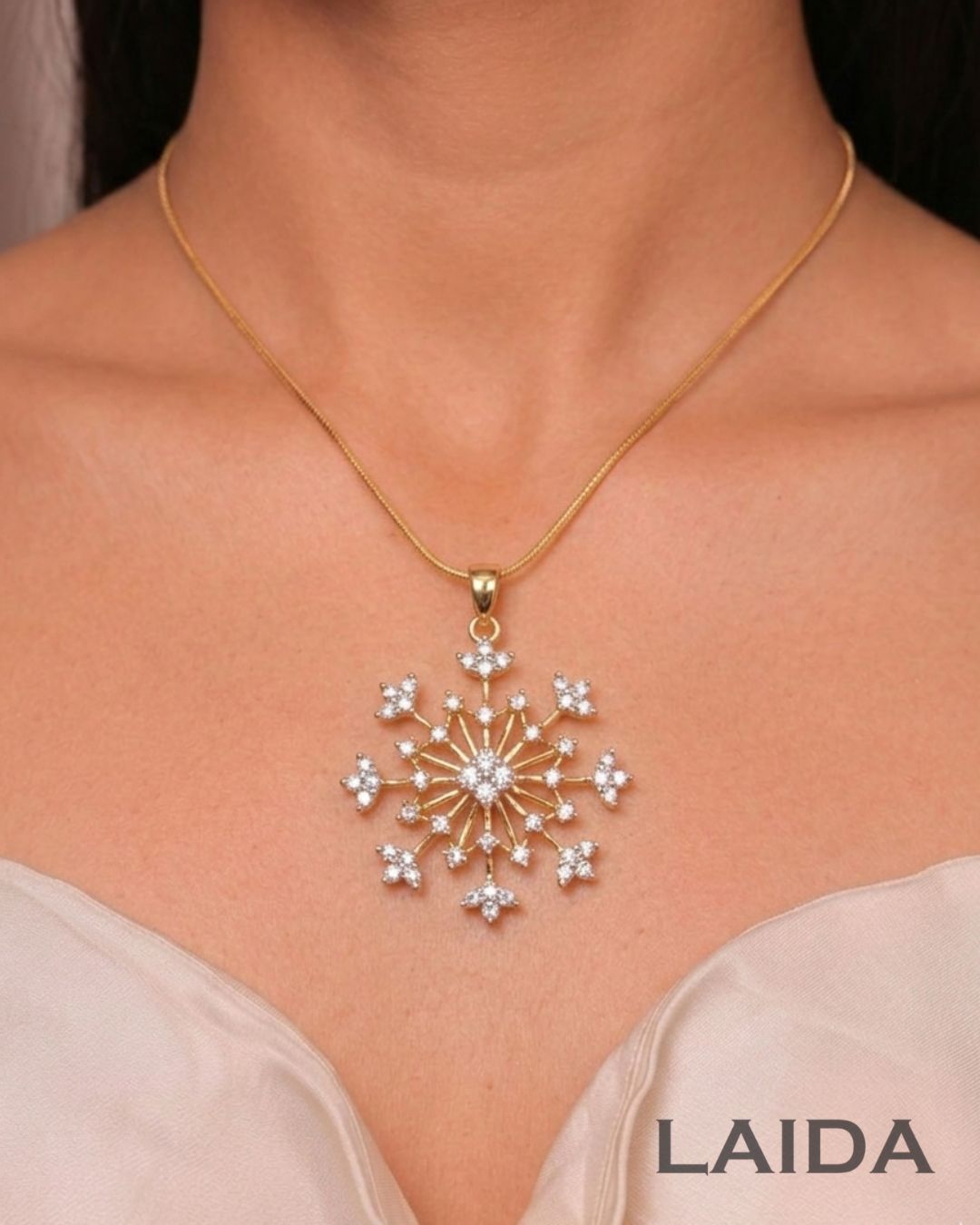 Tiara 18K Gold Plated American Diamond Pendant Set